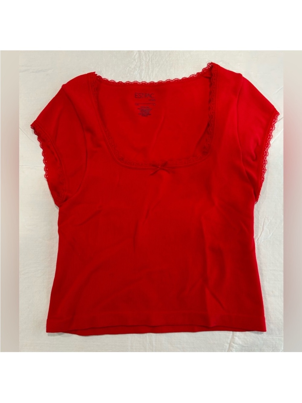 PacSun Red Scoop Neck Lace Trim Tee